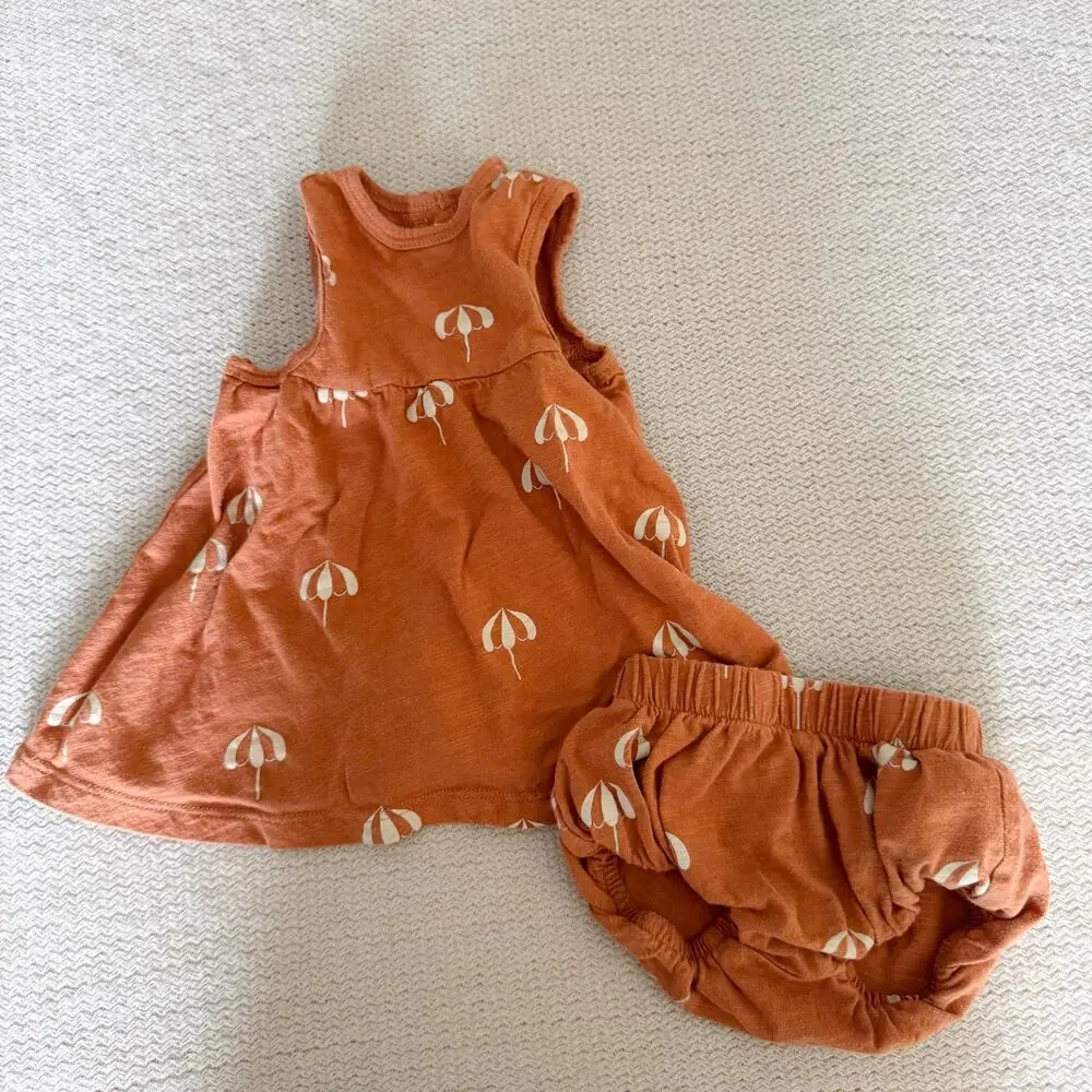 Rylee & Cru Brown + White Sunshade Umbrella Tank Top Bloomer Set - 0 to 3 Months